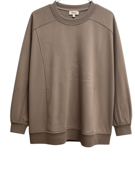 Haven Well Within Tops - Haven Well Within Taupe Relaxed Crewneck Sweatshirt